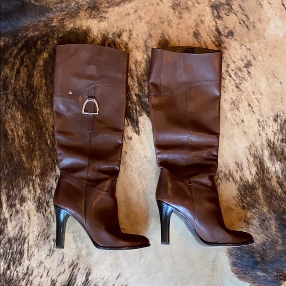Brown Ralph Lauren Heeled knee high boots - Picture 2 of 3